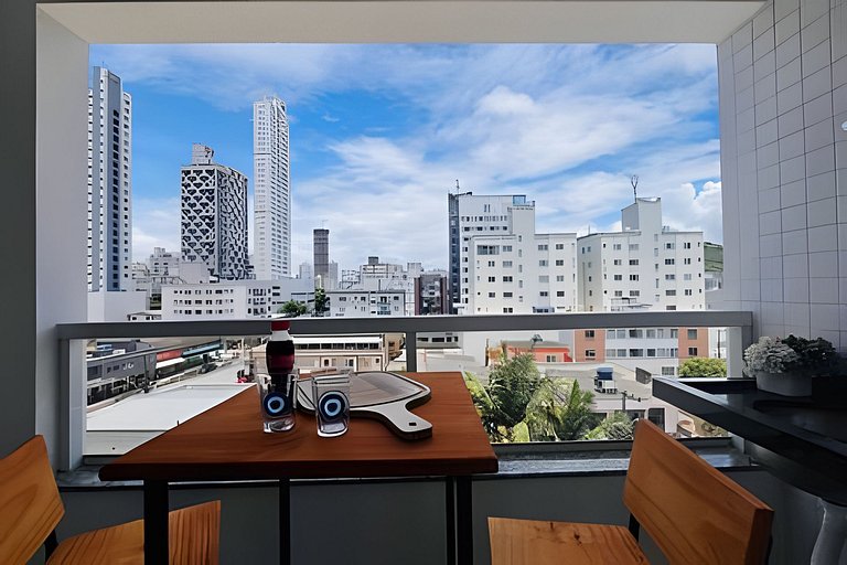 1 Quarto com Sacada & Vista para Cristo Luz - Decorado e com